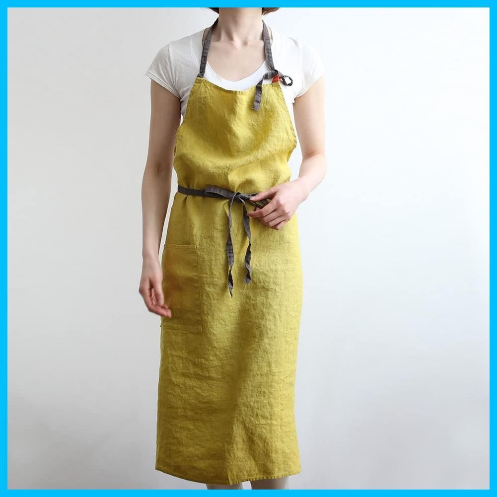 商品 Manon マノン A218 ミモザ フルエプロン レディース エプロン メンズ キッチン リーノエリーナ 無地 Lina リネン 麻 e シンプル Lino ロング丈