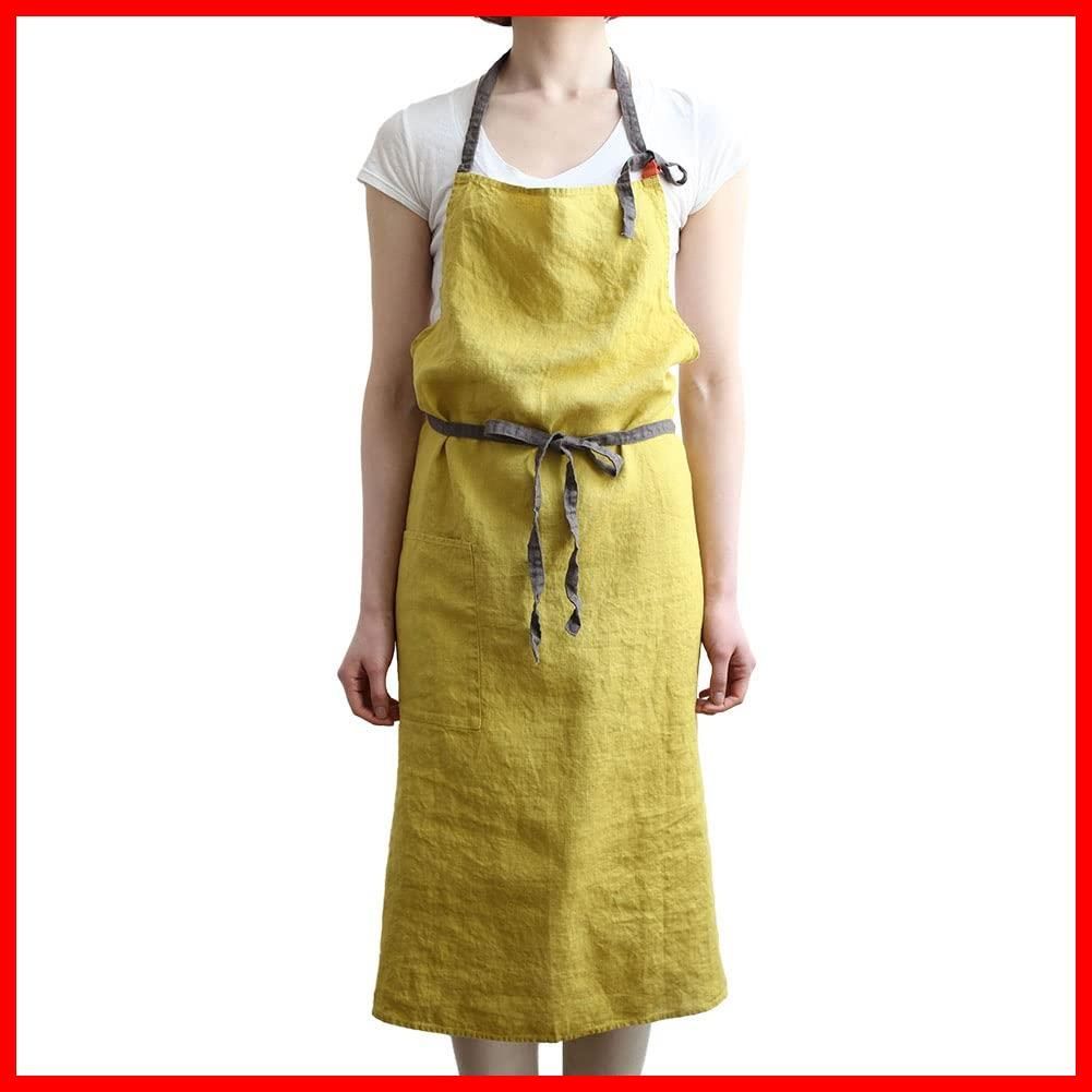 商品 Manon マノン A218 ミモザ フルエプロン レディース エプロン メンズ キッチン リーノエリーナ 無地 Lina リネン 麻 e シンプル Lino ロング丈