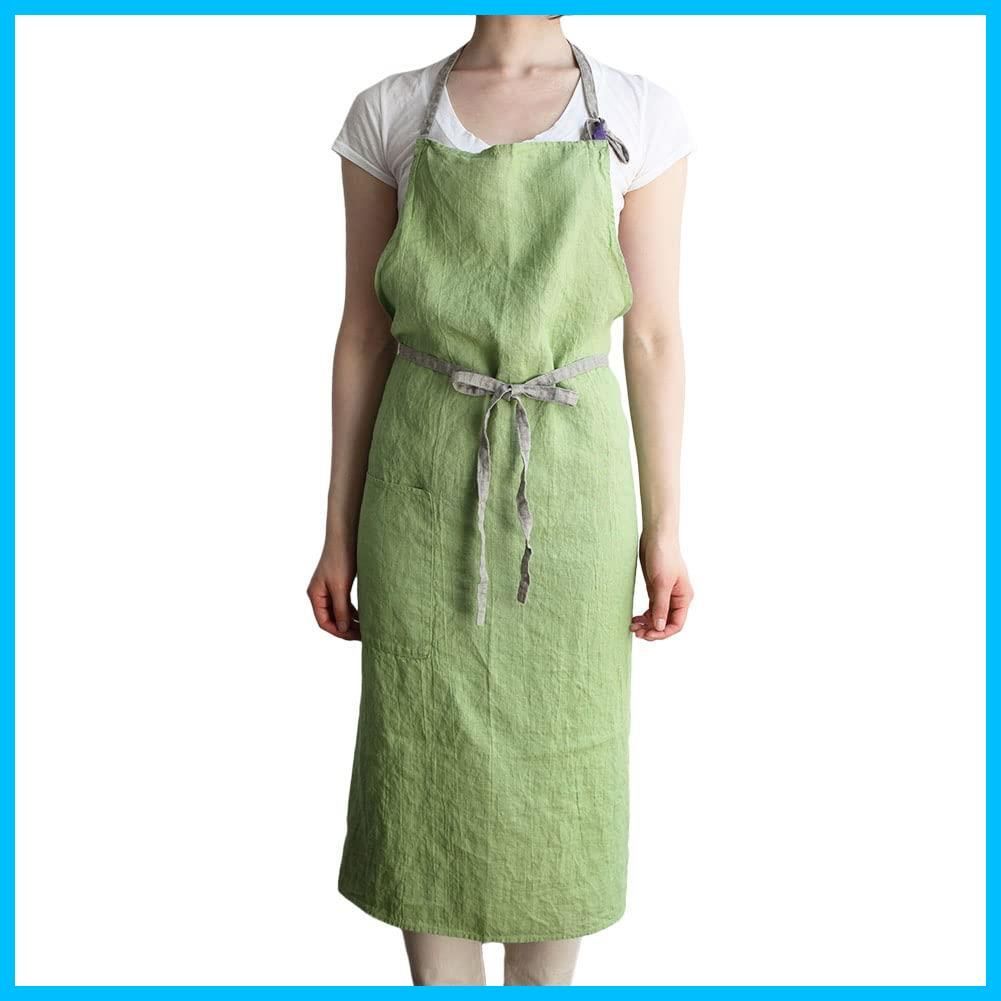 マノン フルエプロン Manon A571 エプロン レタスグリーン レディース リーノエリーナ メンズ キッチン Lina 無地 リネン e 麻 シンプル Lino ロング丈