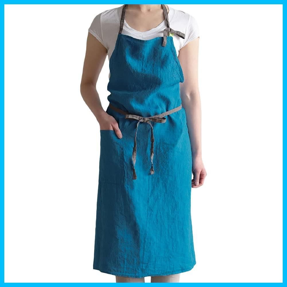 在庫 リーノエリーナ エプロン フルエプロン マノン Manon Lina A259 ミノルカブルー レディース e メンズ キッチン 無地 リネン Lino 麻 シンプル ロング丈