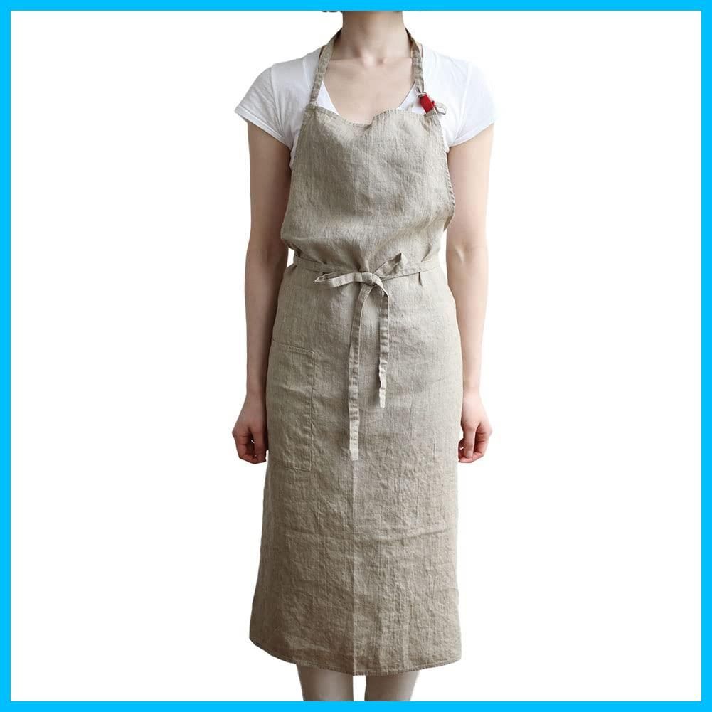 e Lina リーノエリーナ エプロン フルエプロン マノン Manon A421 ストロー Lino レディース メンズ キッチン 無地 リネン 麻 シンプル ロング丈 ギフト プレゼント