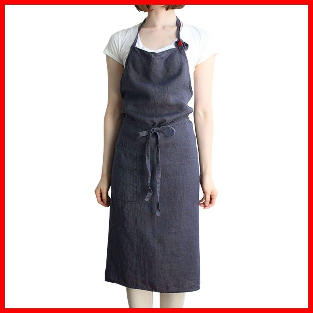 キッチン メンズ 無地 レディース リネン チャコールグレイ A681 麻 Manon マノン シンプル フルエプロン ロング丈 エプロン リーノエリーナ ギフト Lina e プレゼント Lino