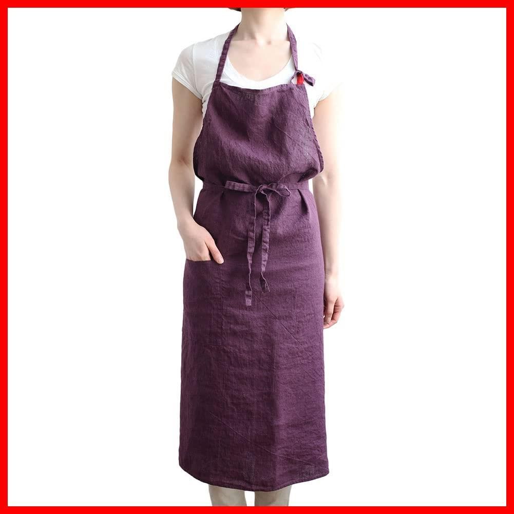 麻 リネン 無地 キッチン メンズ レディース シンプル メランザーナ A431 Manon マノン フルエプロン ロング丈 エプロン リーノエリーナ Lina e Lino