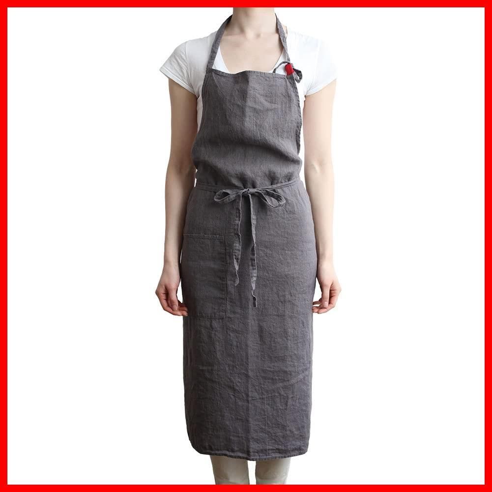商品 A621 ポワブル Manon レディース メンズ マノン キッチン フルエプロン 無地 エプロン リネン リーノエリーナ 麻 シンプル Lina ロング丈 e ギフト Lino プレゼント