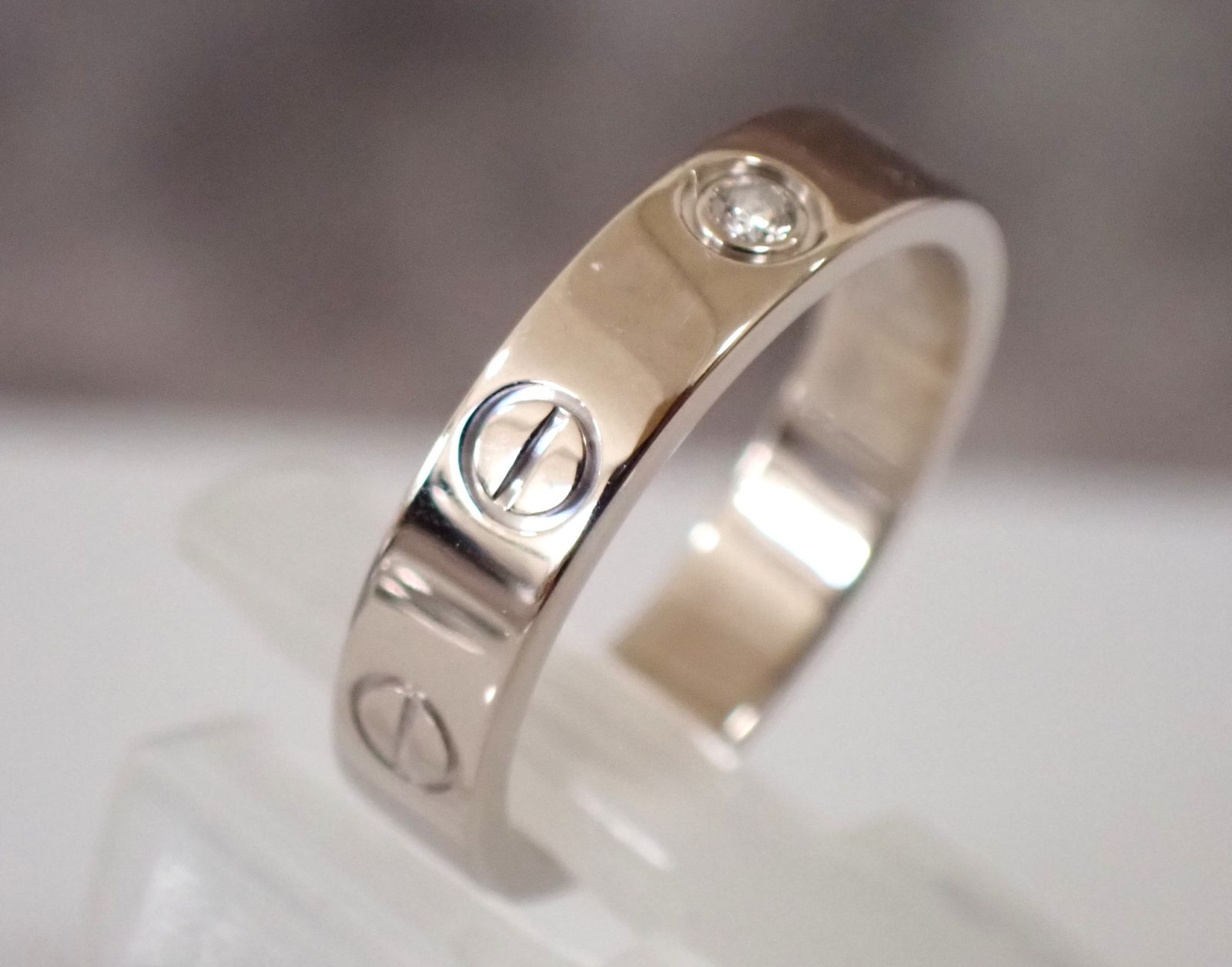 CARTIER カルティエ 1Pダイヤ ミニラブリング K18WG 18金 重量4.2g