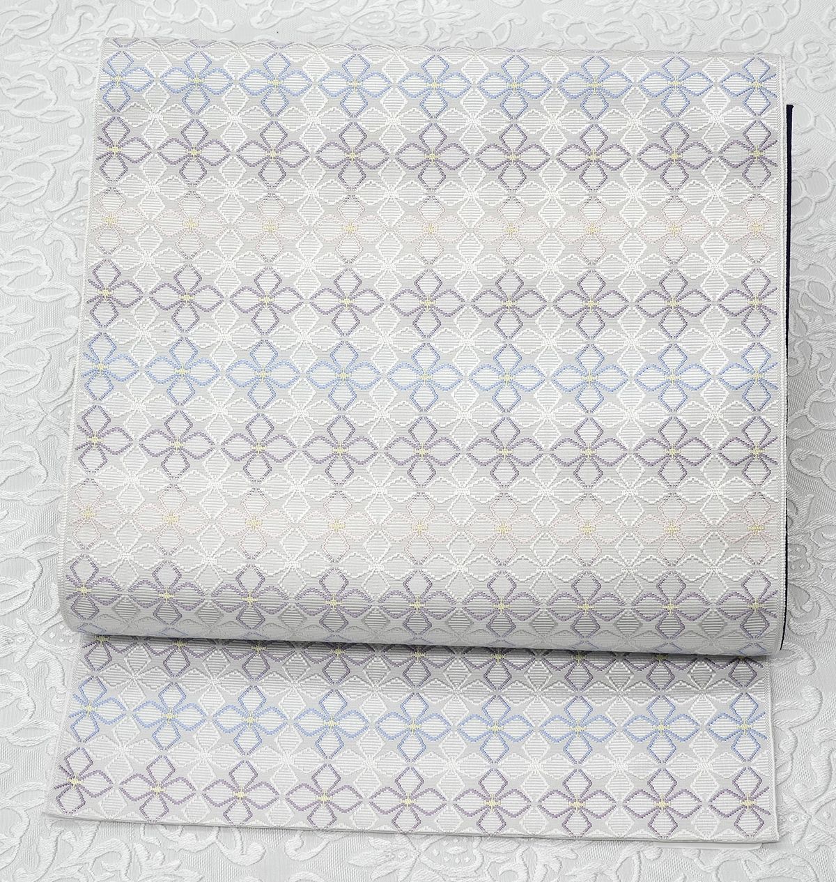 品 未仕立 博多帯 協和織 八寸名古屋帯 紫陽花 白地 仕立代込み