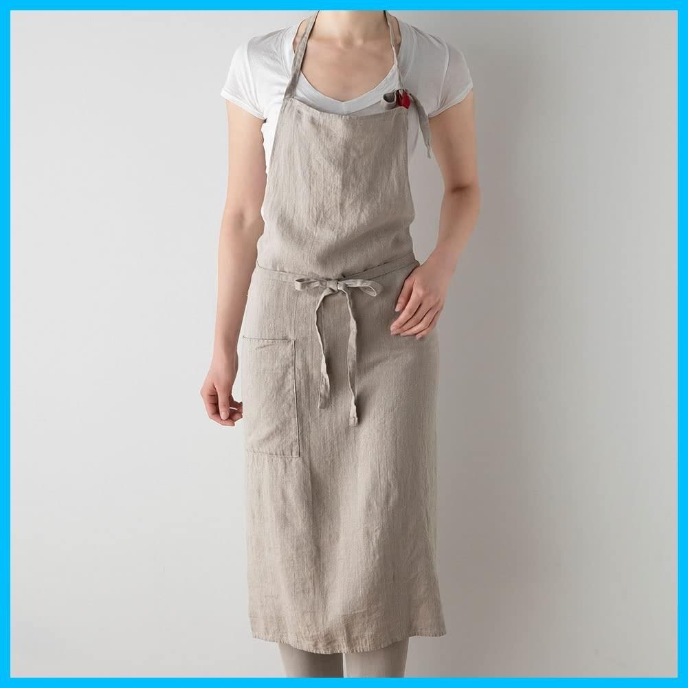 Manon A611 フラックス マノン レディース フルエプロン メンズ キッチン エプロン 無地 リーノエリーナ リネン 麻 Lina シンプル e ロング丈 ギフト Lino プレゼント