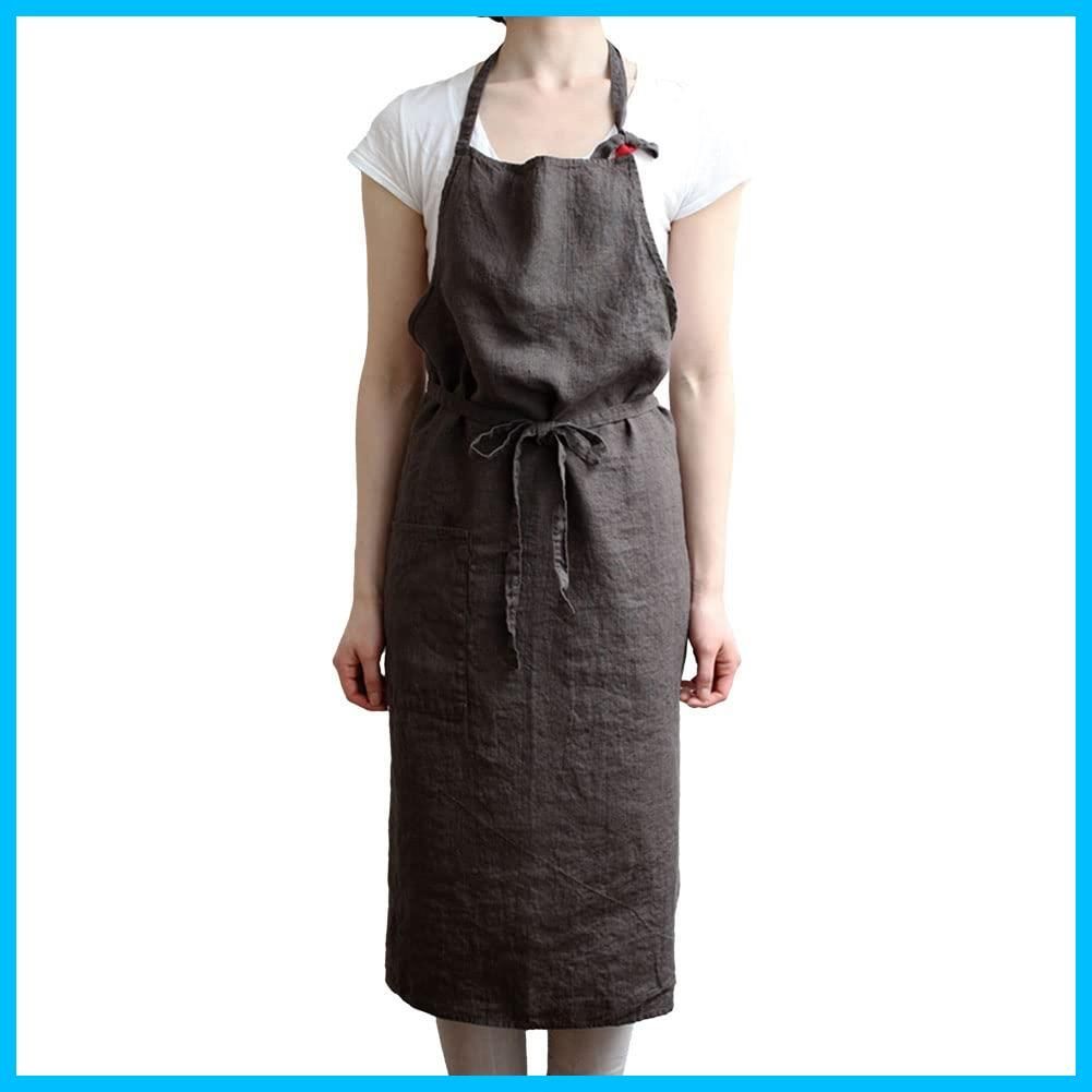 数量 A 651 カカオ Manon レディース マノン メンズ フルエプロン キッチン 無地 エプロン リネン リーノエリーナ 麻 Lina シンプル ロング丈 e ギフト Lino プレゼント