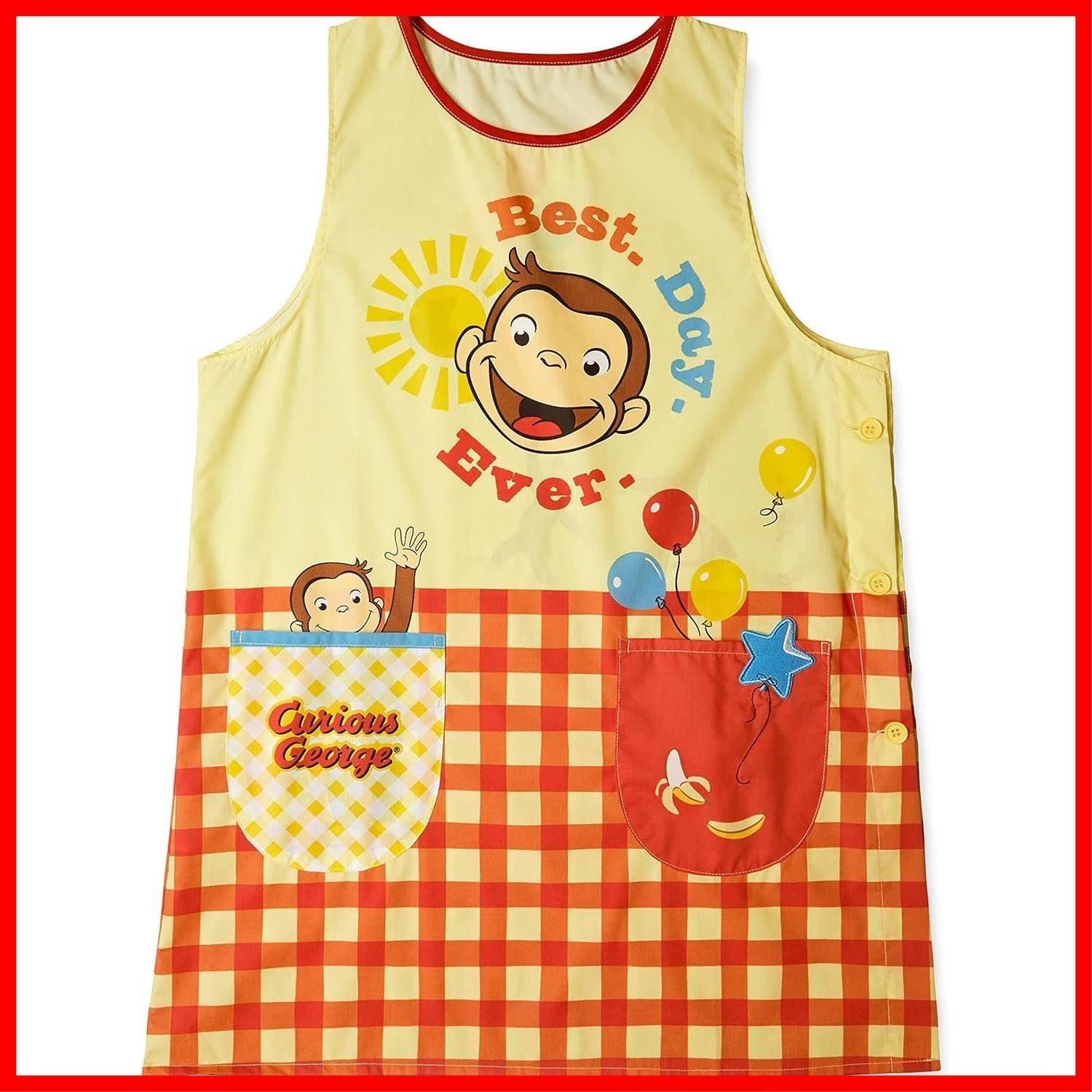 商品 保育園 ラン型 大人用 キャラクター 幼稚園 こんにちはジョージ 保育士 レディース 4765005300 エプロン おさるのジョージ 丸眞