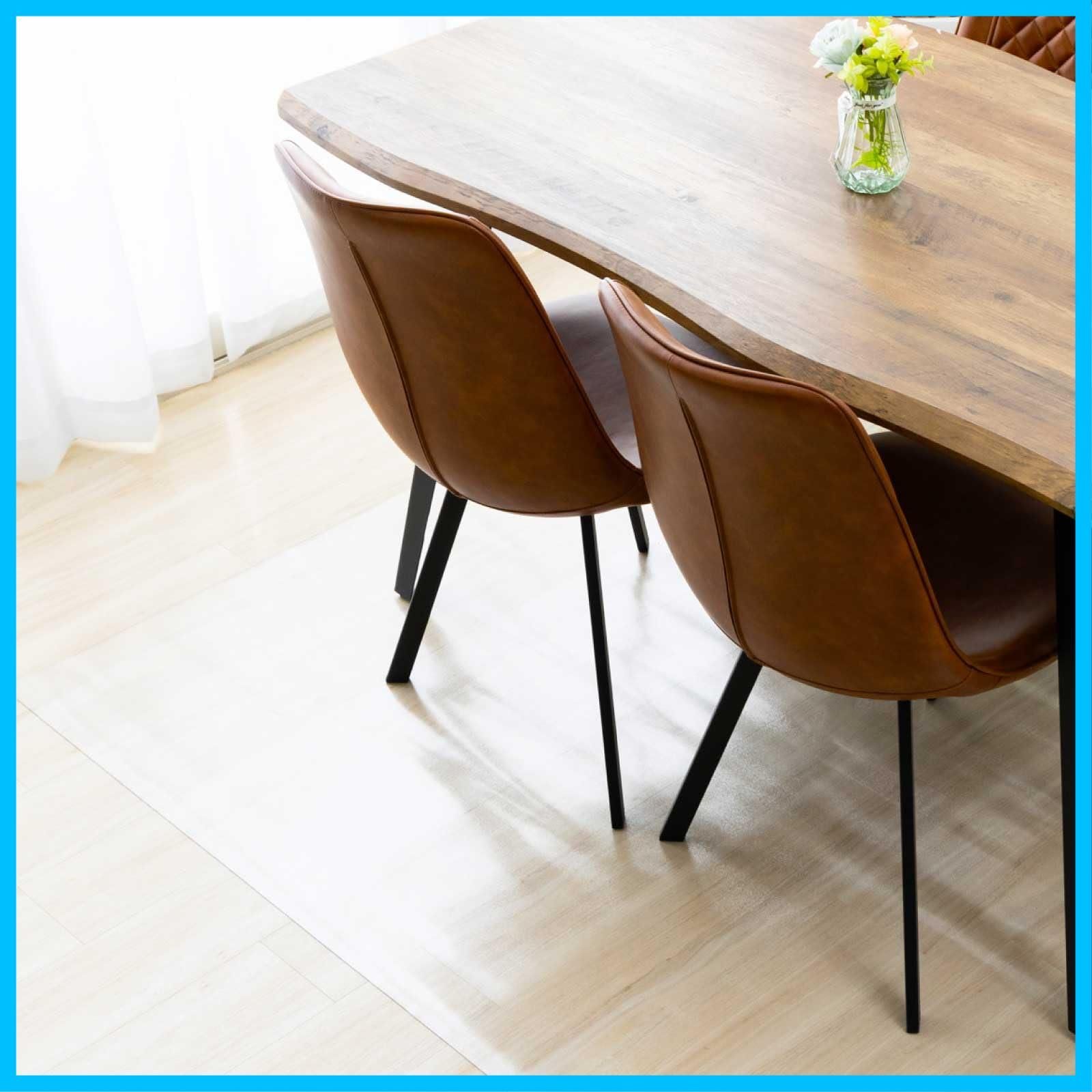 在庫 防カビ 角丸カット フリーカット 床暖房対応 防臭 キッチマット お手入れ簡単 PVC 傷防止マット 撥水 厚み1.5mm エンボス加工 クリア ハードフロア 畳 フローリング対応 175x180cm ダイニングマット サッと拭くだけ 透明 Co