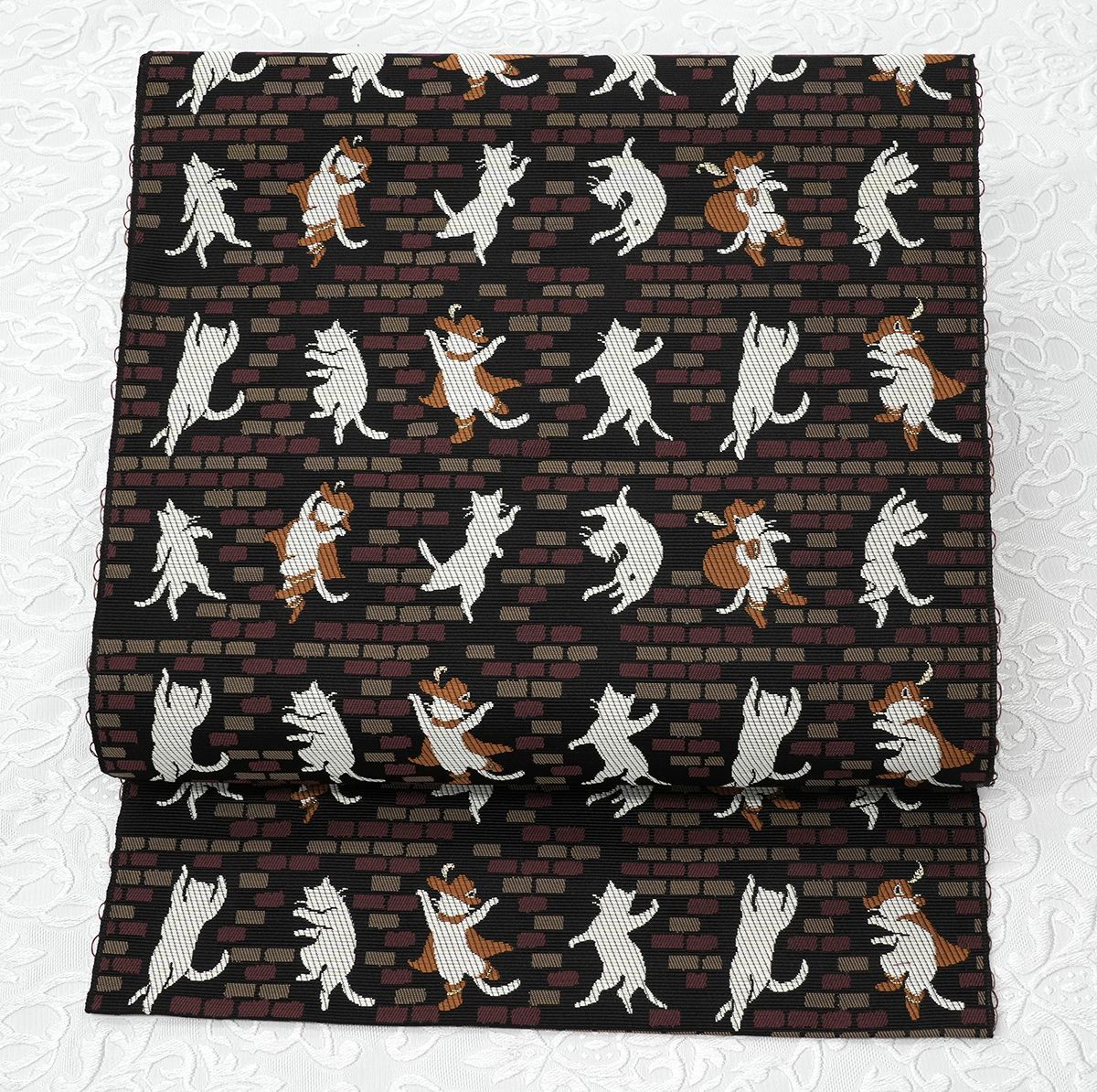 未仕立 博多帯 協和織 八寸名古屋帯 長靴をはいた猫 仕立代込み