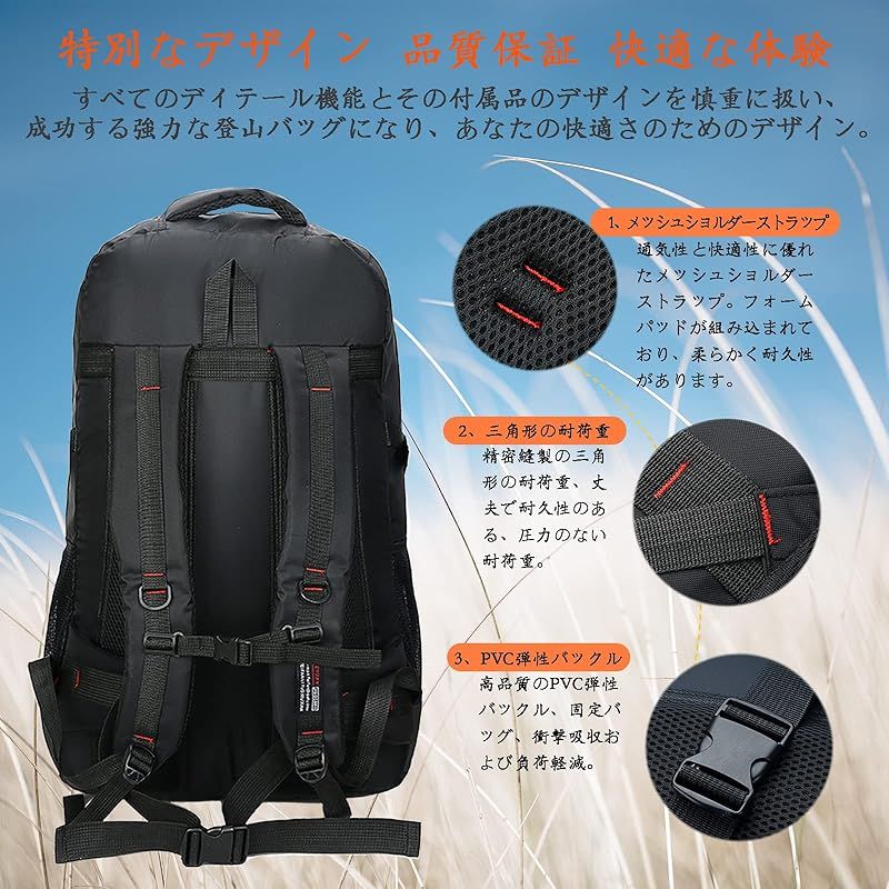 RaoRanDang] 登山リュック 防水軽量耐久性75L大容量ハイキングバック