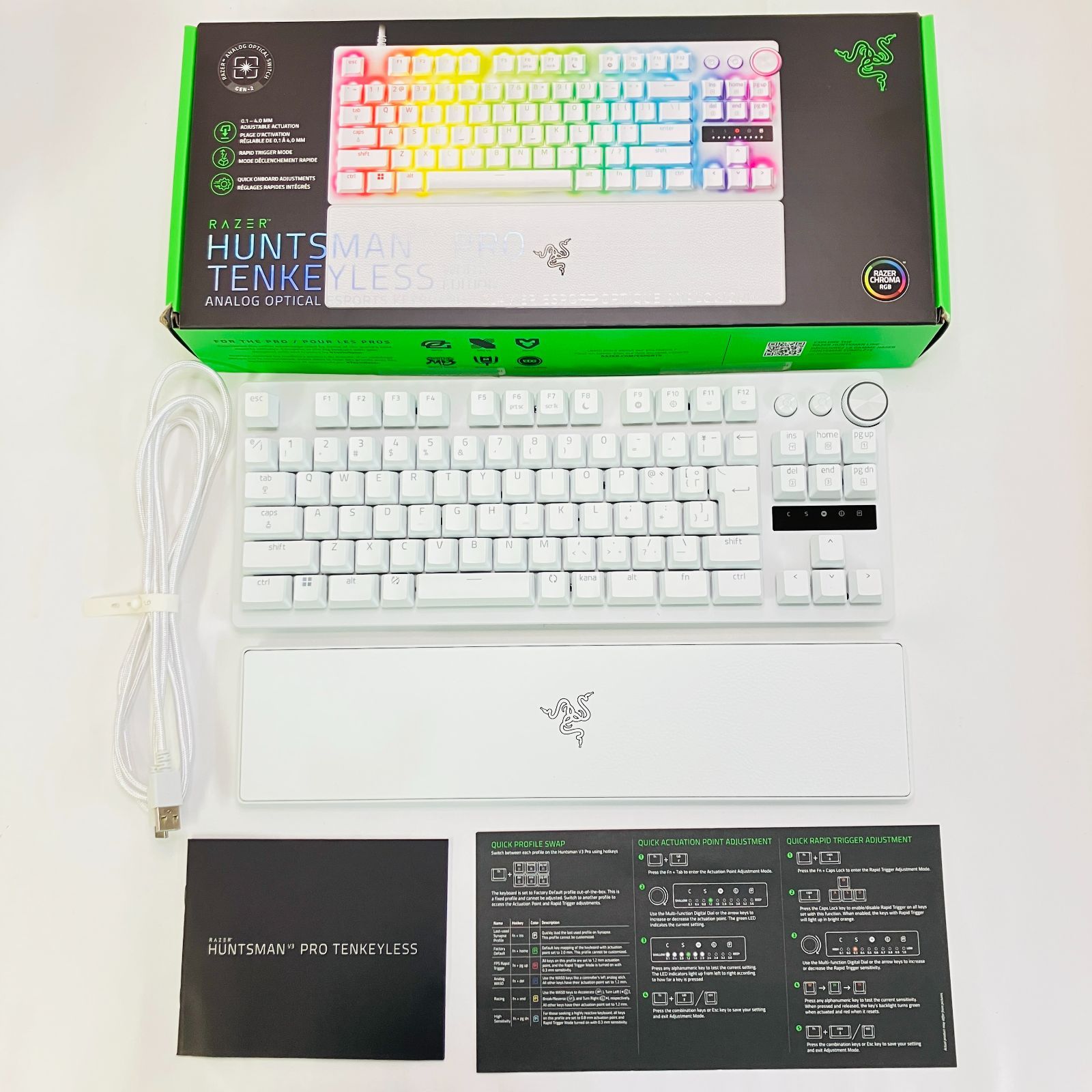 ラピッドトリガー 搭載 Razer レイザー Huntsman V3 Pro Tenkeyless JP White Edition ゲーミングキーボード アナログオプティカルスイッチ リストレスト 日本語配列