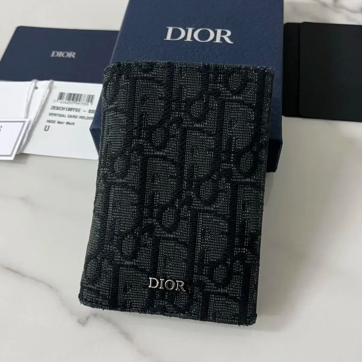A級 ディオール オブリーク ブラック バーティカル カードウォレット 二つ折り財布 オーガナイザー