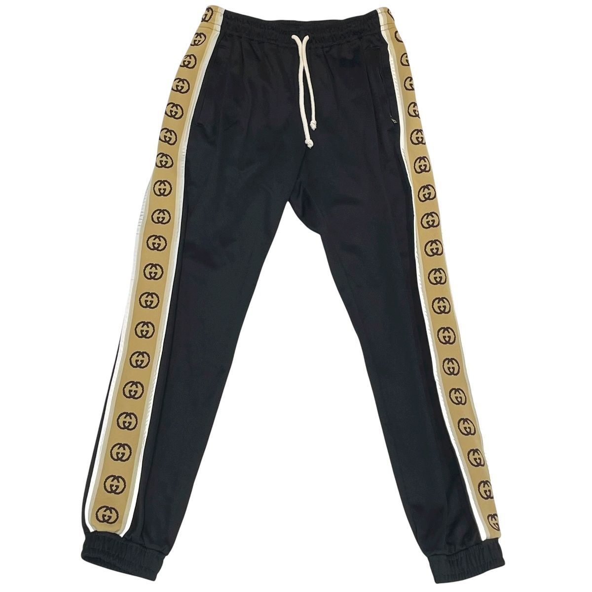 GUCCI グッチ サイドロゴライン ルーズテクニカルジャージーパンツ トラックパンツ 598858 XS 黒 インターロッキングG メンズ 25033258 MK