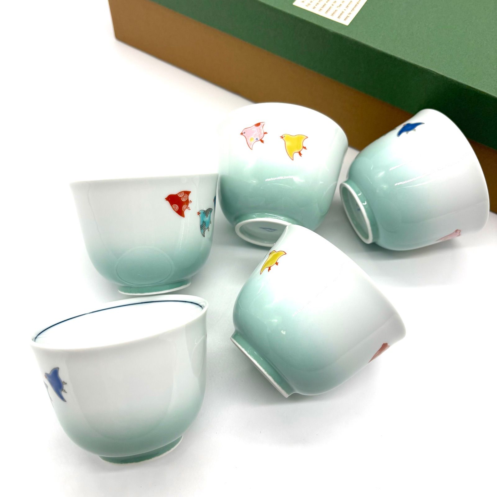 深川製磁】『千鳥』反仙茶碗揃 / 有田焼 湯呑茶碗 茶器