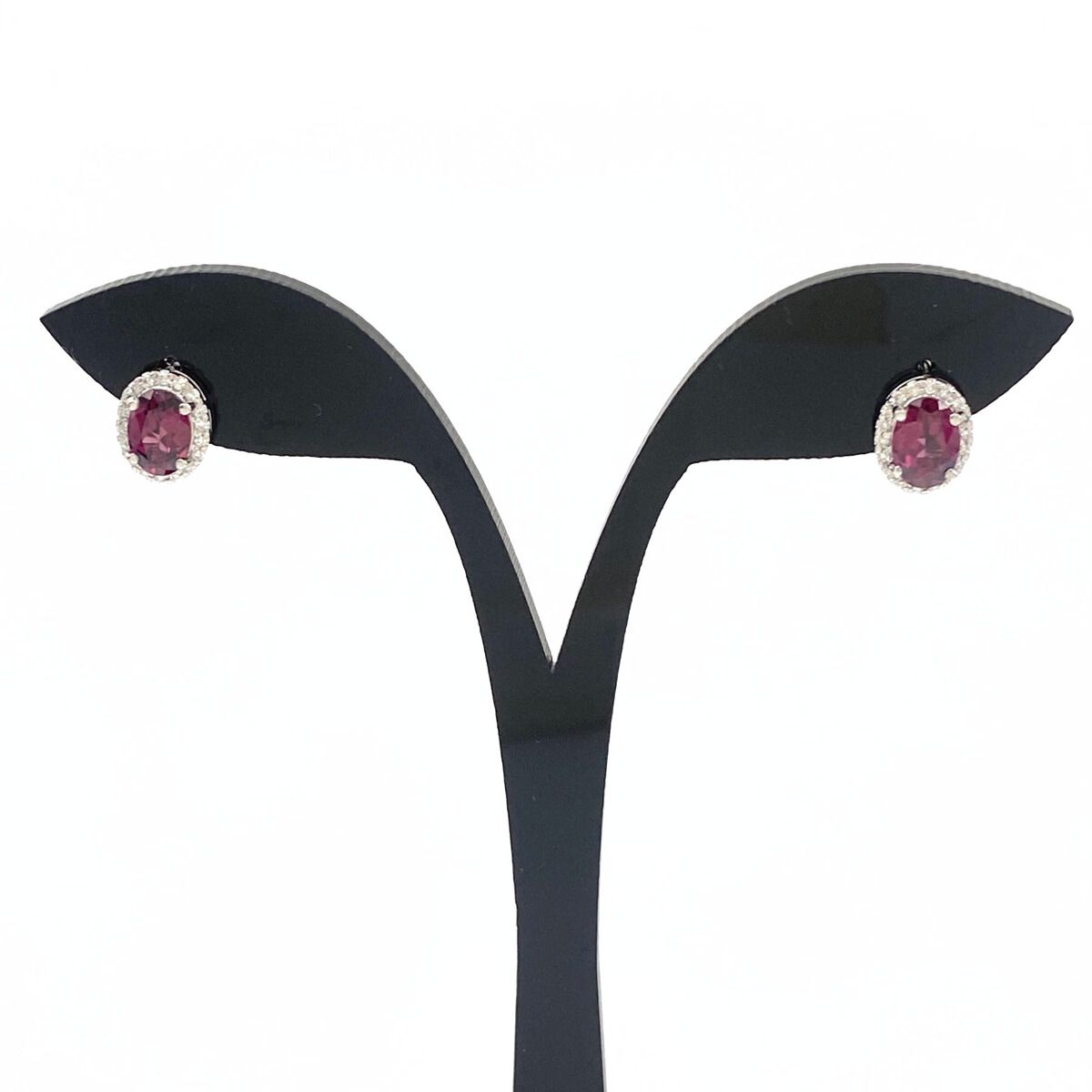 ガーネット デザインピアス プラチナ メレダイヤ ピアス Pt900 ガーネット ダイヤモンド レディース