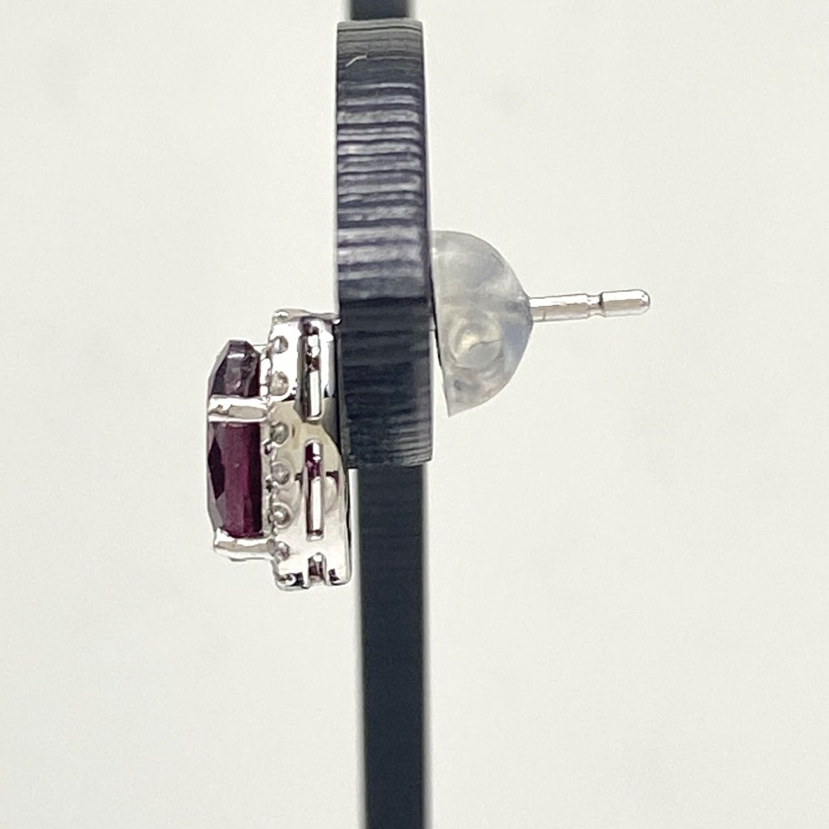 ガーネット デザインピアス プラチナ メレダイヤ ピアス Pt 900 ダイヤモンド レディース