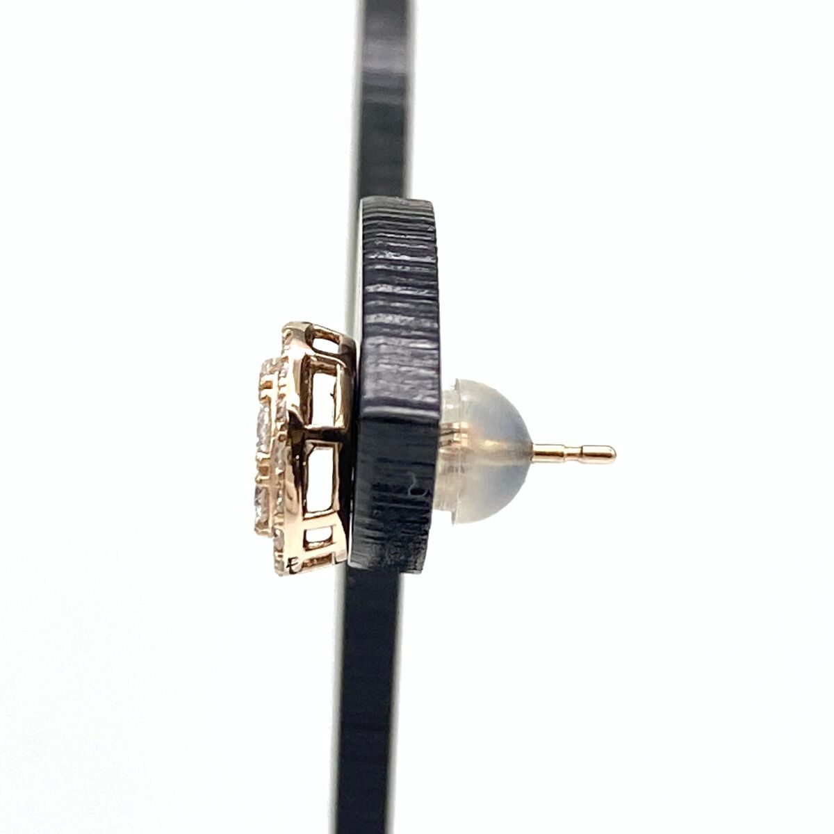 フラワーモチーフ デザインピアス PG ピンクゴールド メレダイヤ 花 ピアス K 18 ダイヤモンド レディース