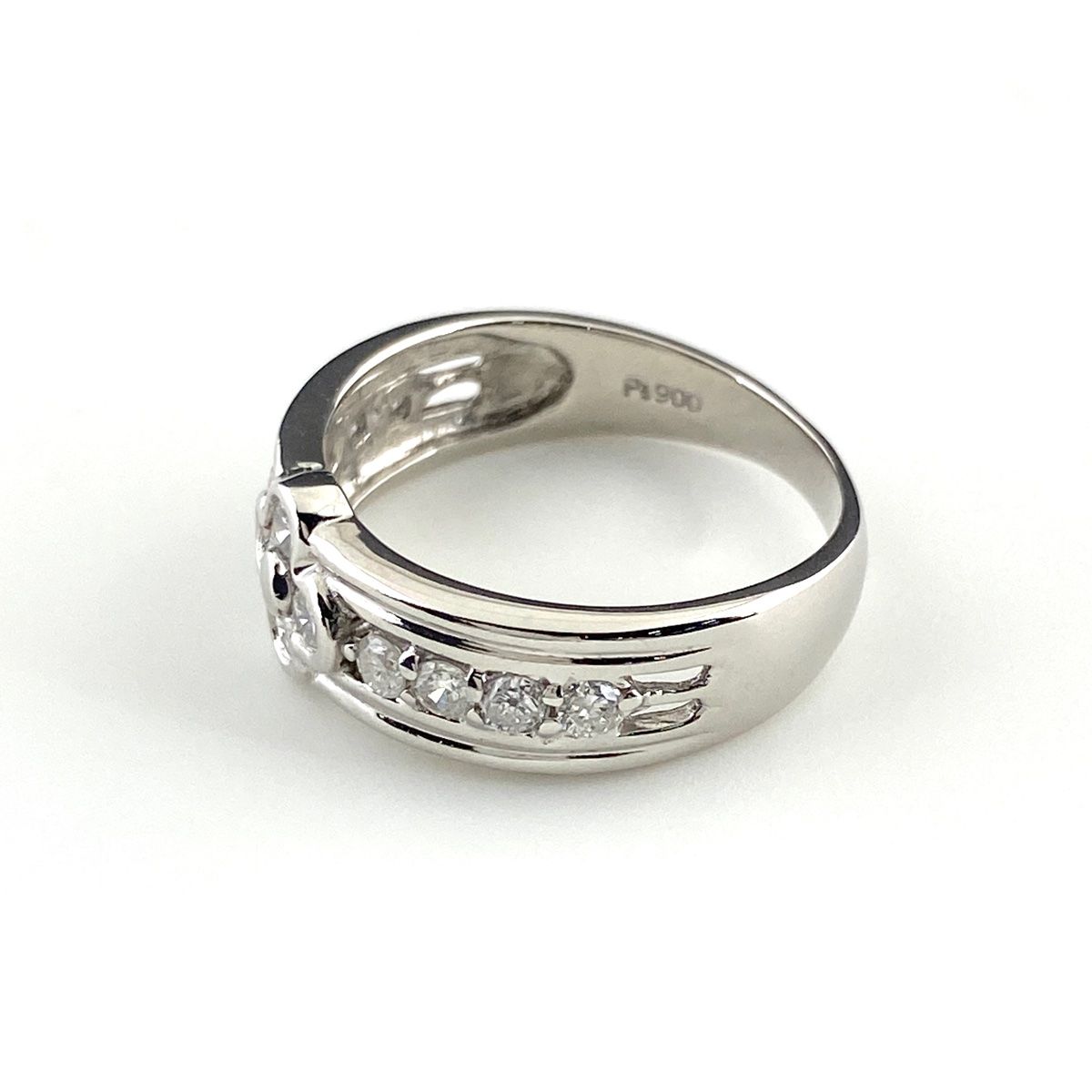 フラワーモチーフ デザインリング プラチナ 指輪 メレダイヤ 花 リング 10号 Pt 900 ダイヤモンド レディース