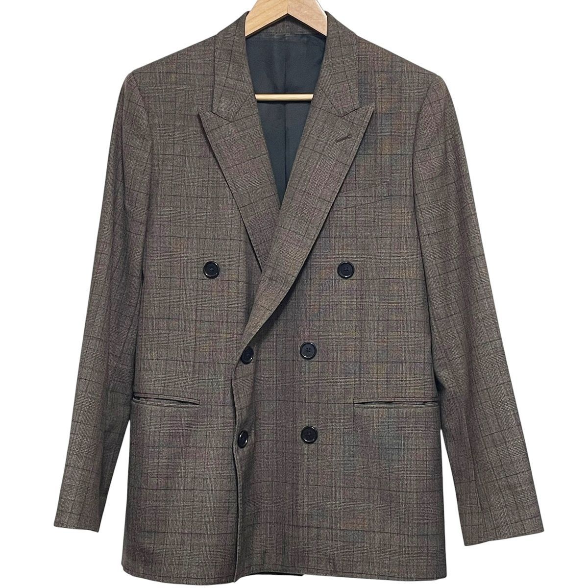 CELINE セリーヌ ブラウンチェックテーラードジャケット 2V21D166M サイズ46 ウール 2ボタン メンズ 秋冬 25033403 MK