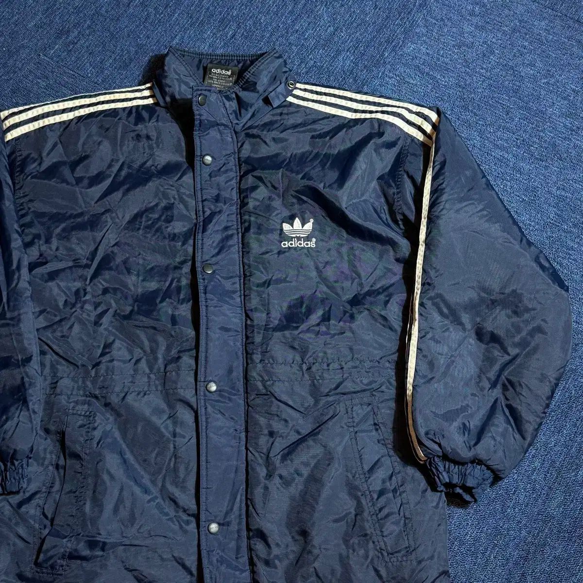 アディダス ネイビー 3本線 ウィンドブレーカー ダウン