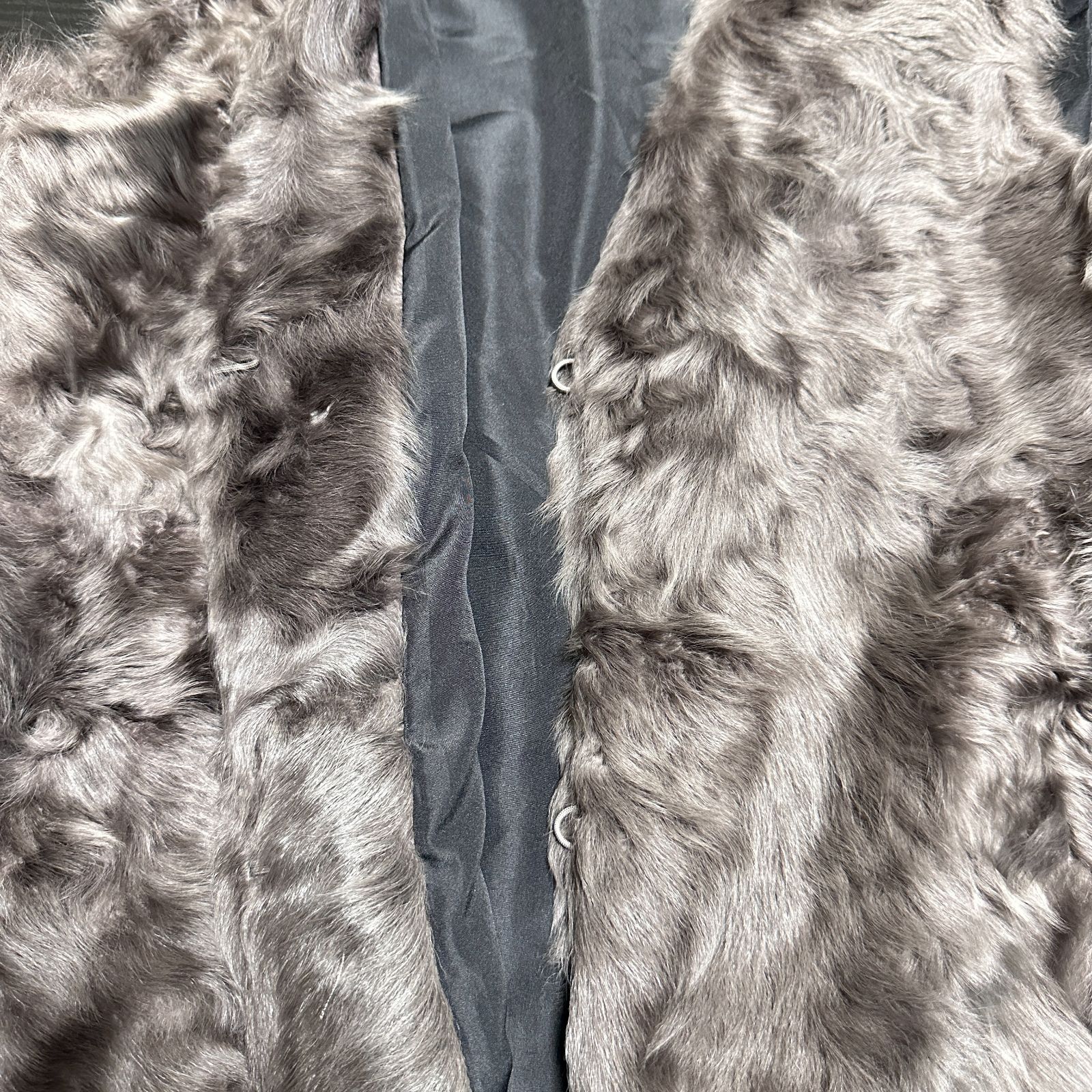  アメリカンラグシー リアルファー チキャンラムファーベスト ロング丈 Vネック グレー ベスト ジレ ベスト ジレ ビスチェ