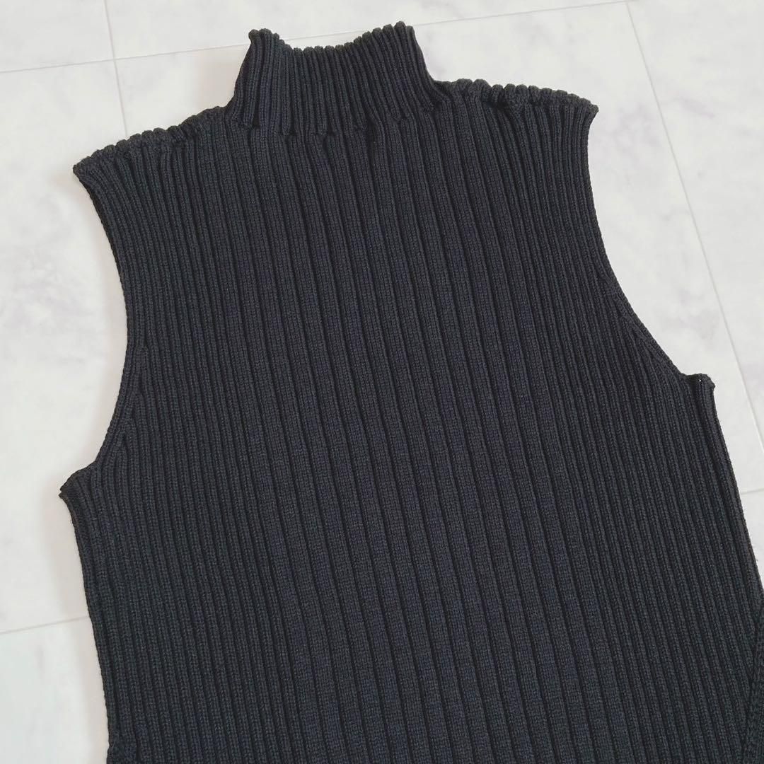  FRAY I.D 定価2.3万 ワイドリブホールワンピース ブラック フリー ノースリーブ ニットワンピース