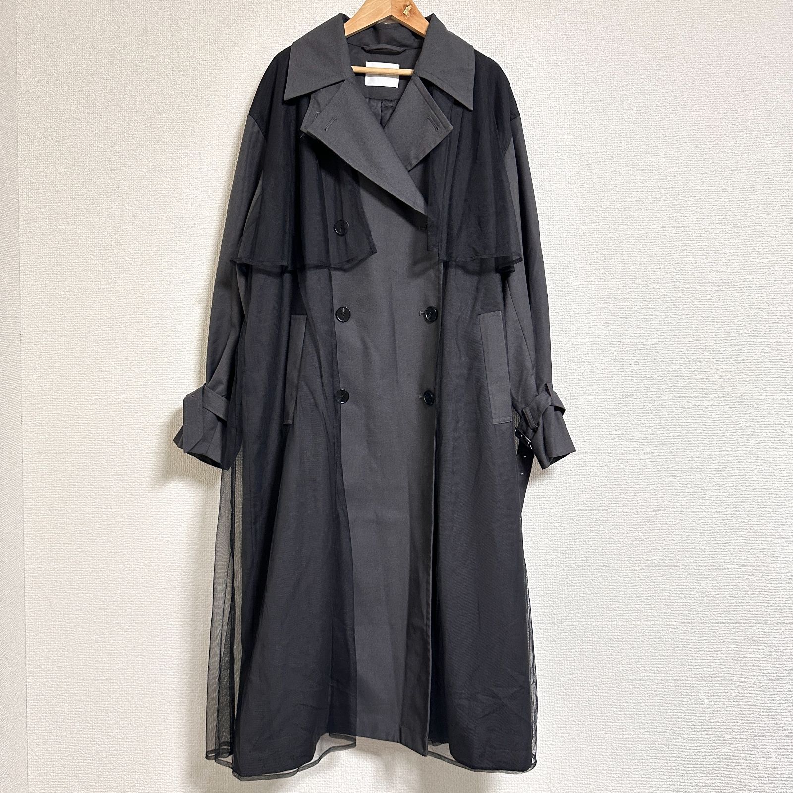 訳あり HARE 23AW チュールデザイントレンチコート チンベルト付き 