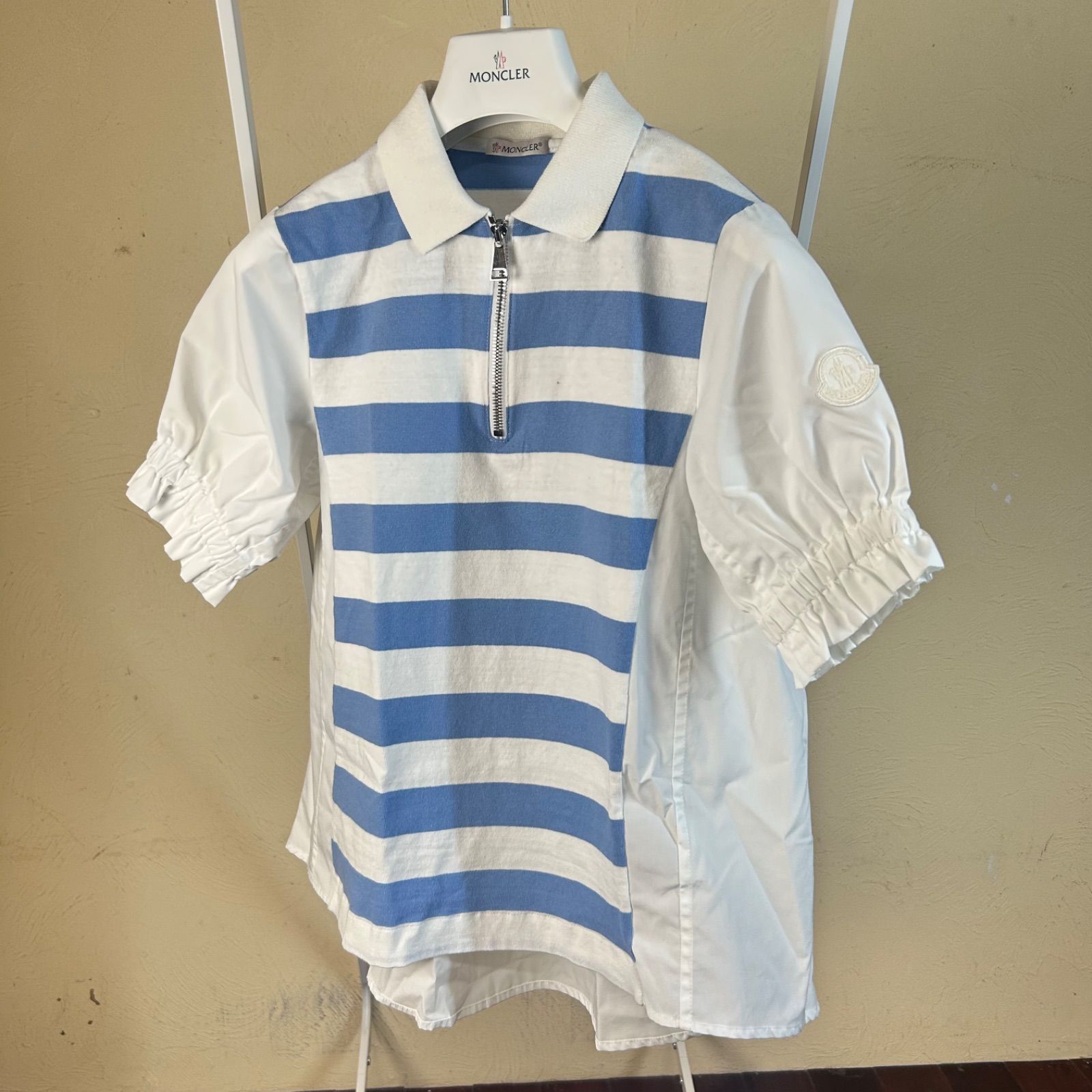 フリル MONCLER モンクレール半袖フリル ポロシャツ白XS