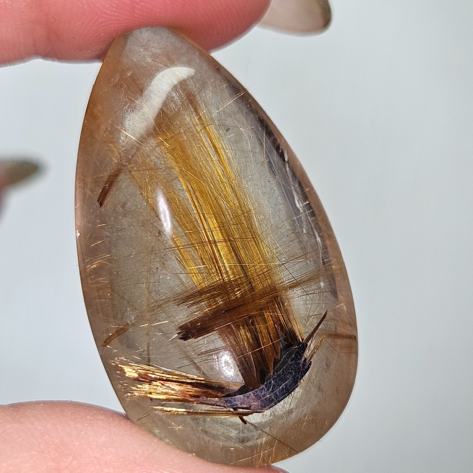 ㉜ ヘマタイトルチルクォーツ✨ティアドロップ✨ルース✨