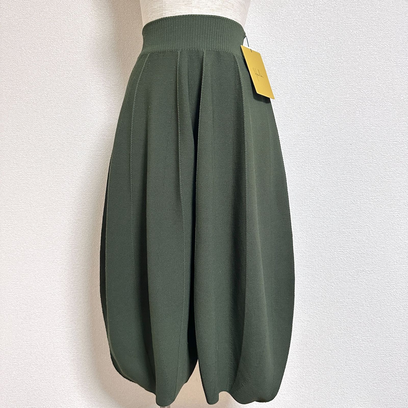 Sybilla シビラ 23AW コクーンフォルムニットパンツ ホールガーメント ウォッシャブル サルエル サイズSS W56-59cm 深緑