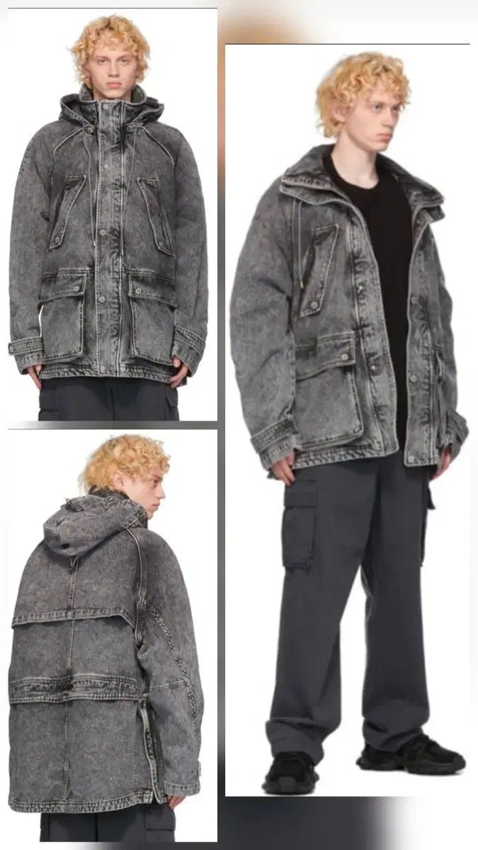 ジュンジフーディー ライトグレー ウォッシュ オーバーサイズ デニムジャケット 44