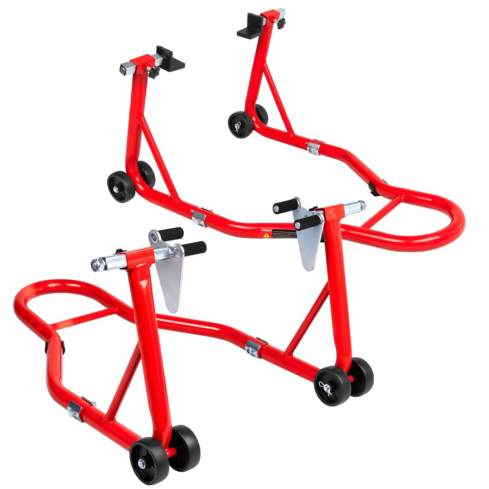 Donext バイクスタンド メンテナンススタンド フロント＆リア 整備用 耐荷重385 kg 850 LBS レッド