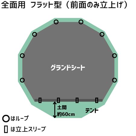 ウエスタンソウル ビッグサイズ 互換 グランドシート 【土間仕様】【フラット（前面のみ立上げ）】