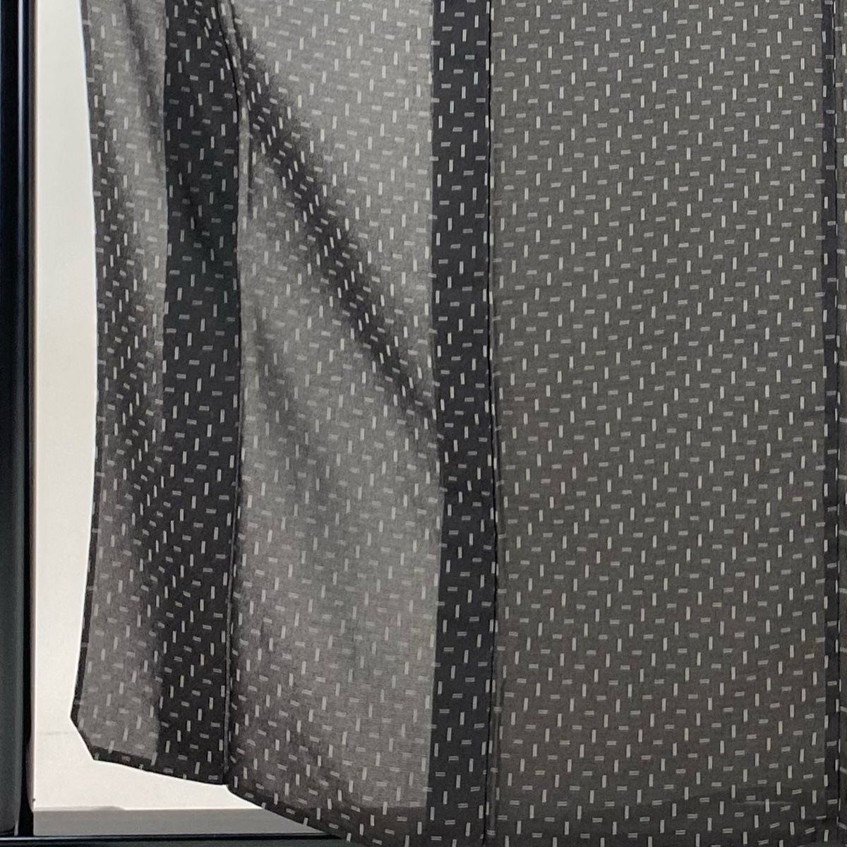 お召 身丈159 5 cm 裄丈64 M 薄物 やまと 幾何学模様 墨色 正絹