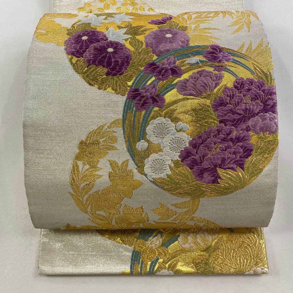 袋帯 極美品 袋帯 美品 逸品 じゅらく 落款 霞 箔 金糸 墨色 六通 正絹