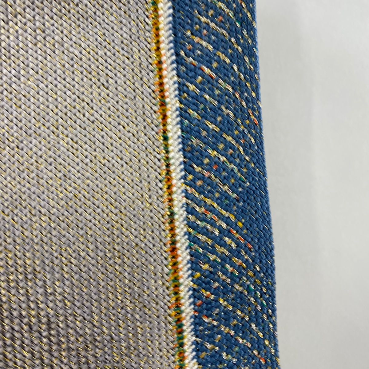  名古屋帯 秀品 八寸名古屋帯 松葉仕立て 縞 幾何学模様 金銀糸 ぼかし 灰茶 正絹 名古屋帯 帯