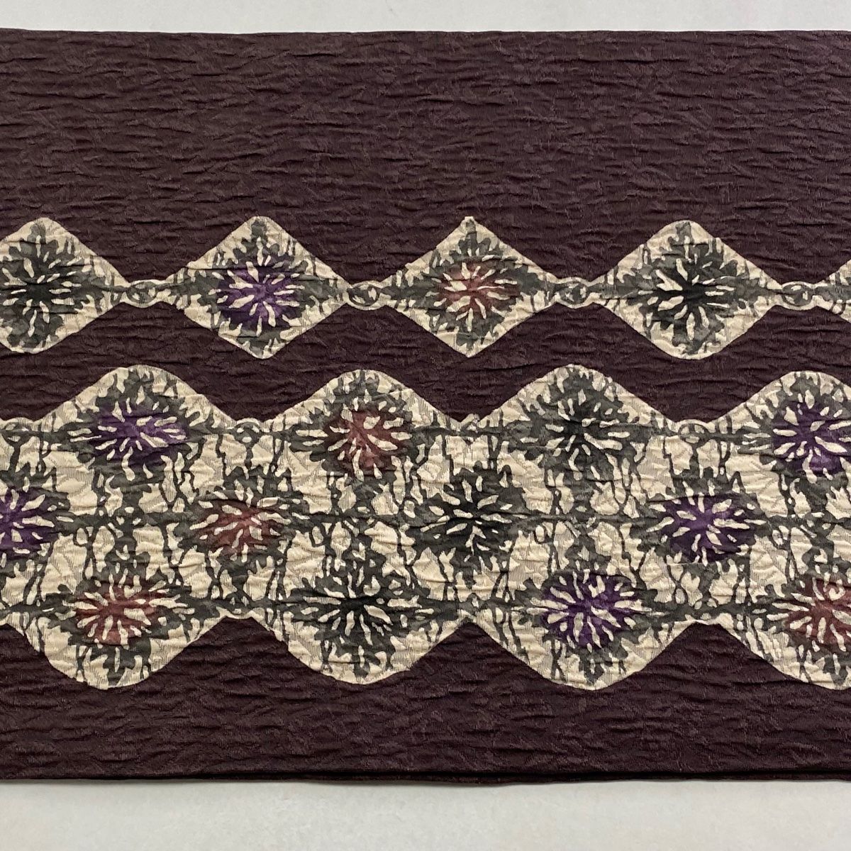 平和屋着物○九寸名古屋帯 手描き 渡橋樹林文 金彩 鬼しぼ縮緬 正絹