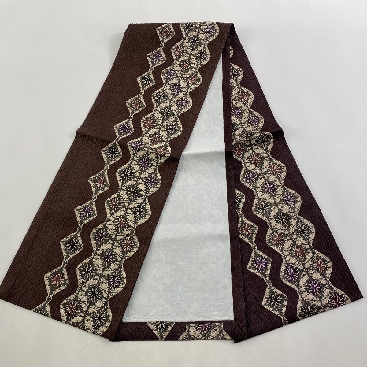 新品未仕立博多帯 協和織 八寸名古屋帯 アラベスク文様 黒地 仕立代