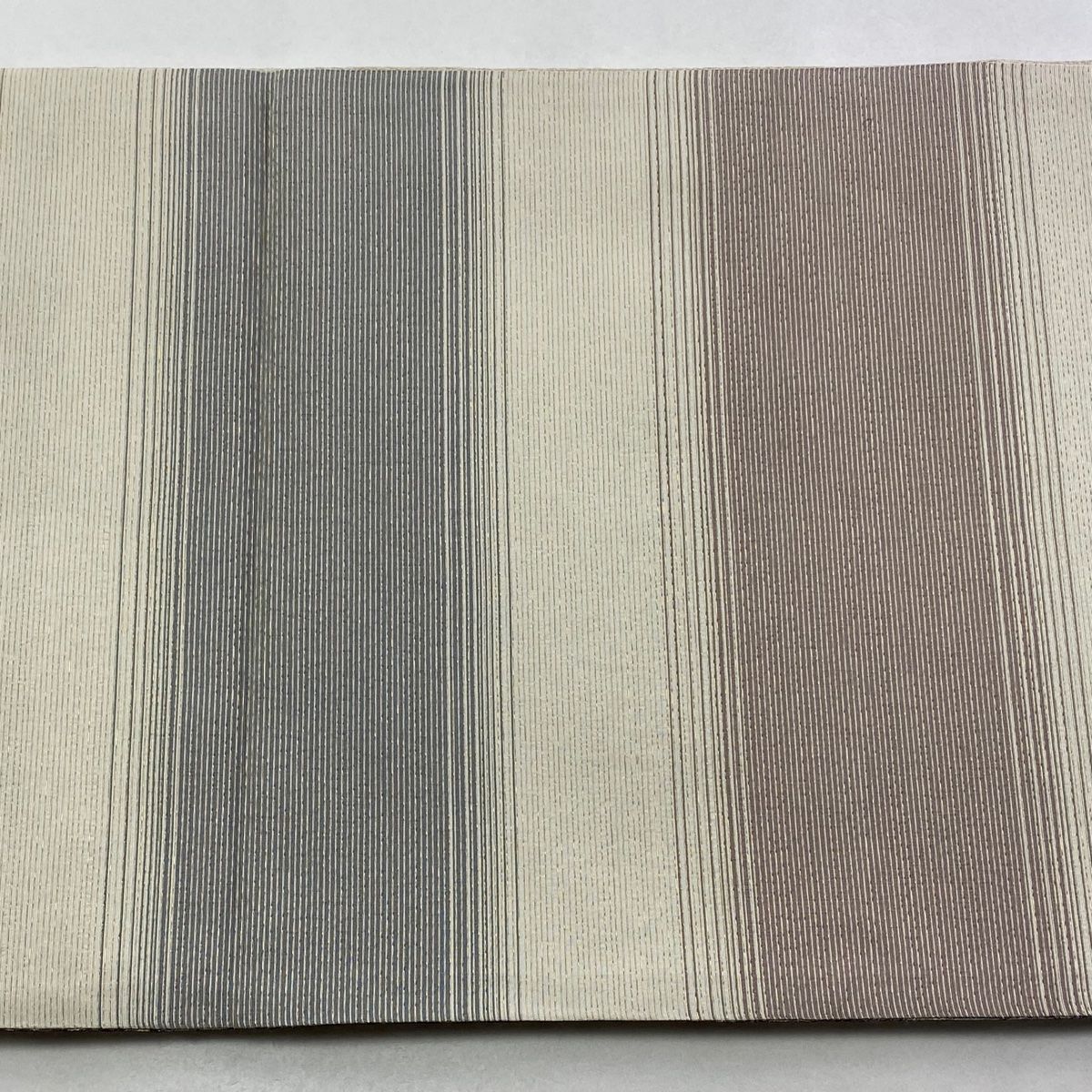  袋帯 秀品 よろけ縞 金糸 灰茶 全通 正絹 袋帯 帯