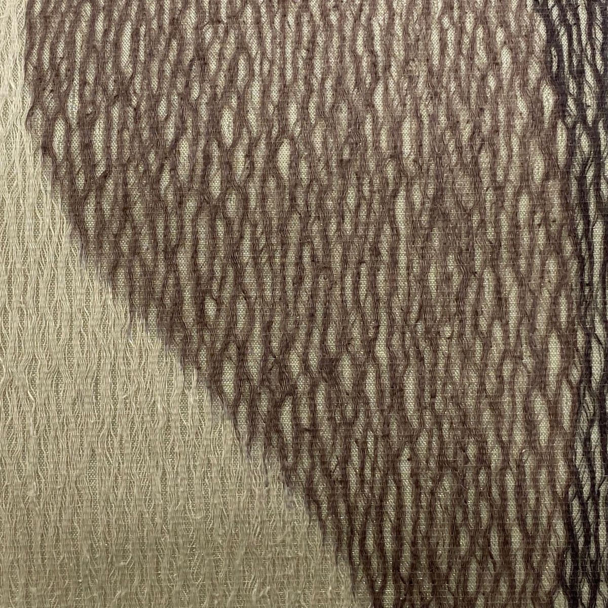 袋帯 秀品 よろけ縞 金糸 灰茶 全通 正絹