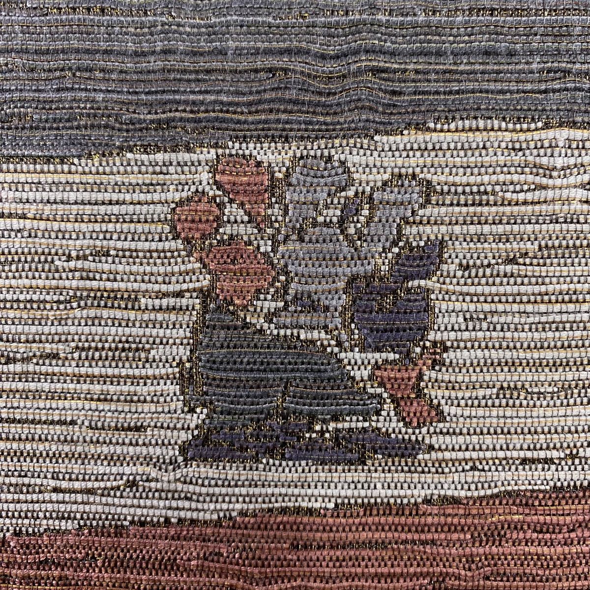 袋帯 秀品 花うさぎ 荒磯 銀糸 箔 薄紫 六通 正絹