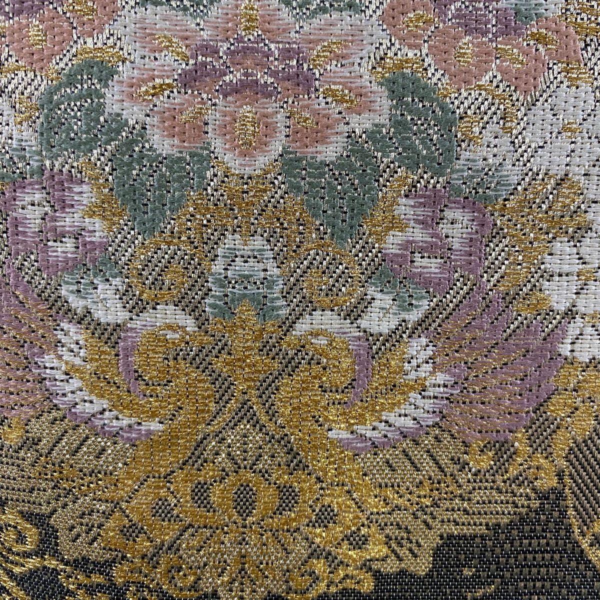 袋帯 秀品 華文 花鳥 金銀糸 金色 六通 正絹