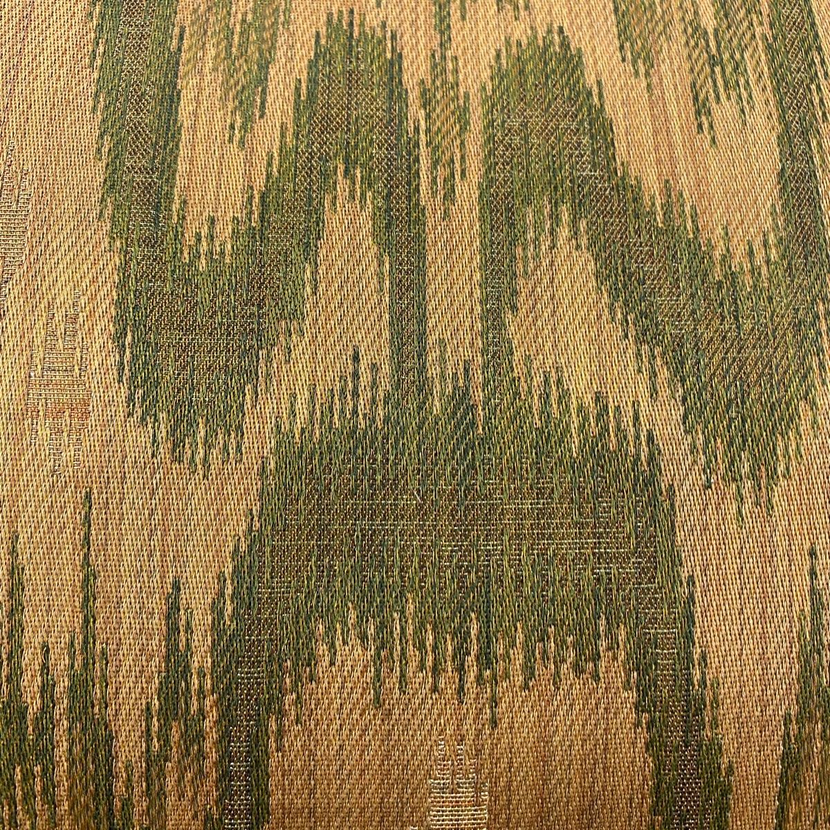 袋帯 秀品 正倉院裂 全通 幾何学 金糸 薄茶色 正絹