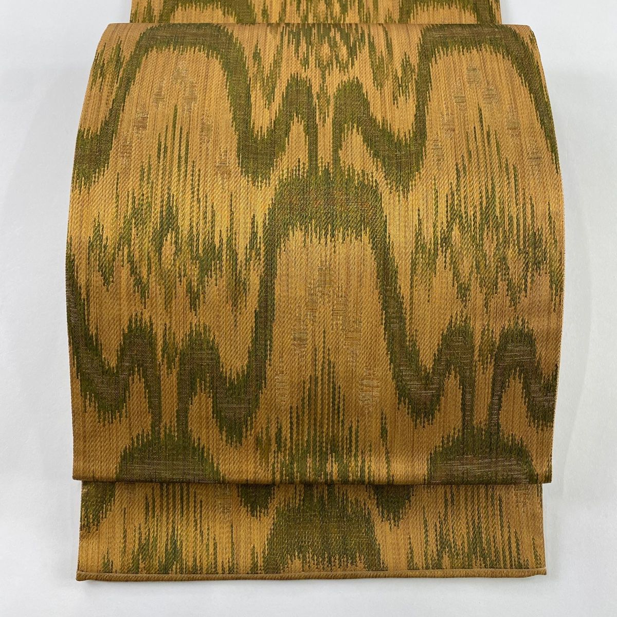 袋帯 秀品 正倉院裂 全通 幾何学 金糸 薄茶色 正絹