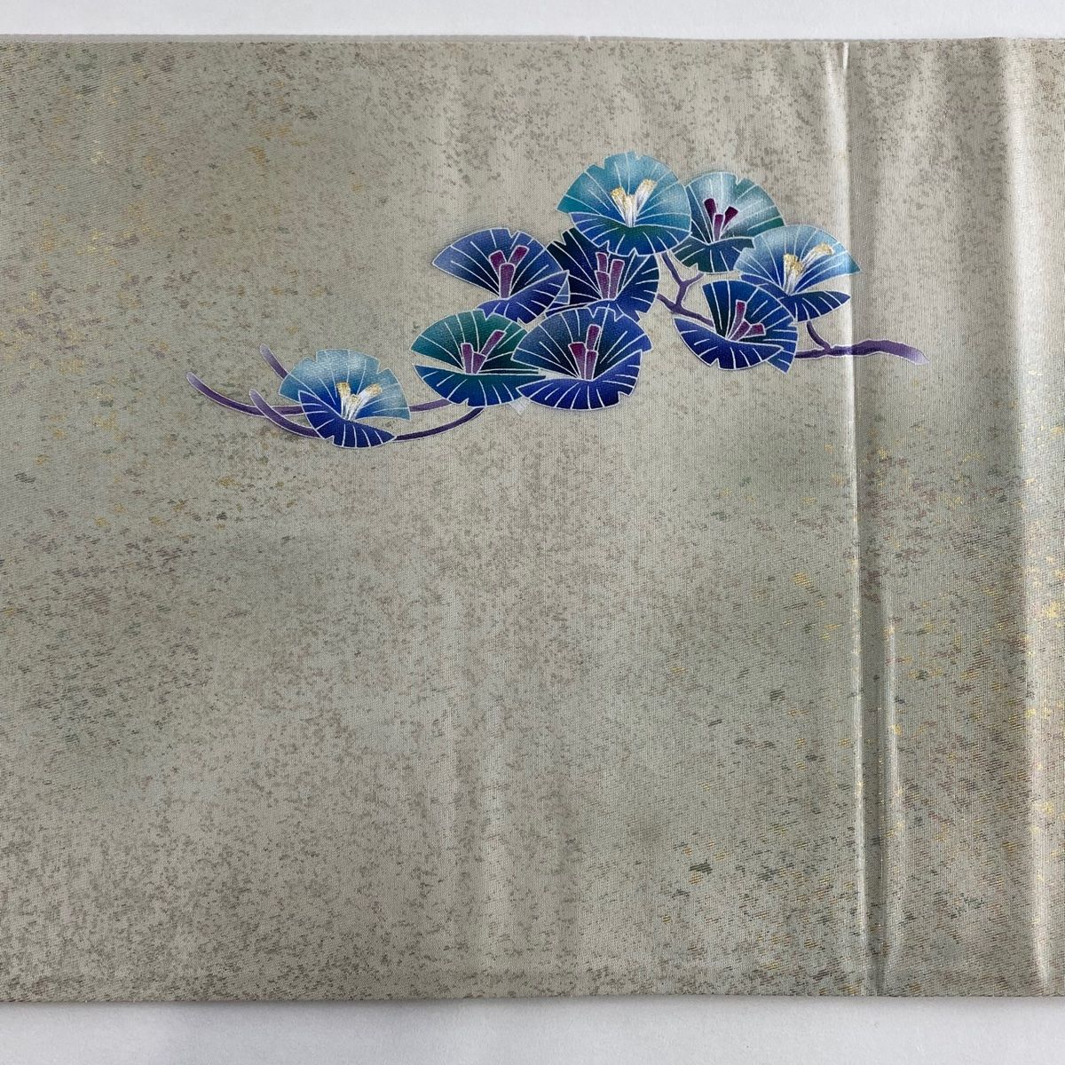  袋帯 秀品 若松 金銀彩 箔 灰色 お太鼓柄 正絹 袋帯 帯