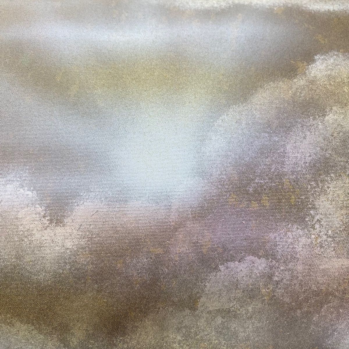 袋帯 秀品 落款 証紙 雲文 陽光 金銀彩 灰茶 お太鼓柄 正絹