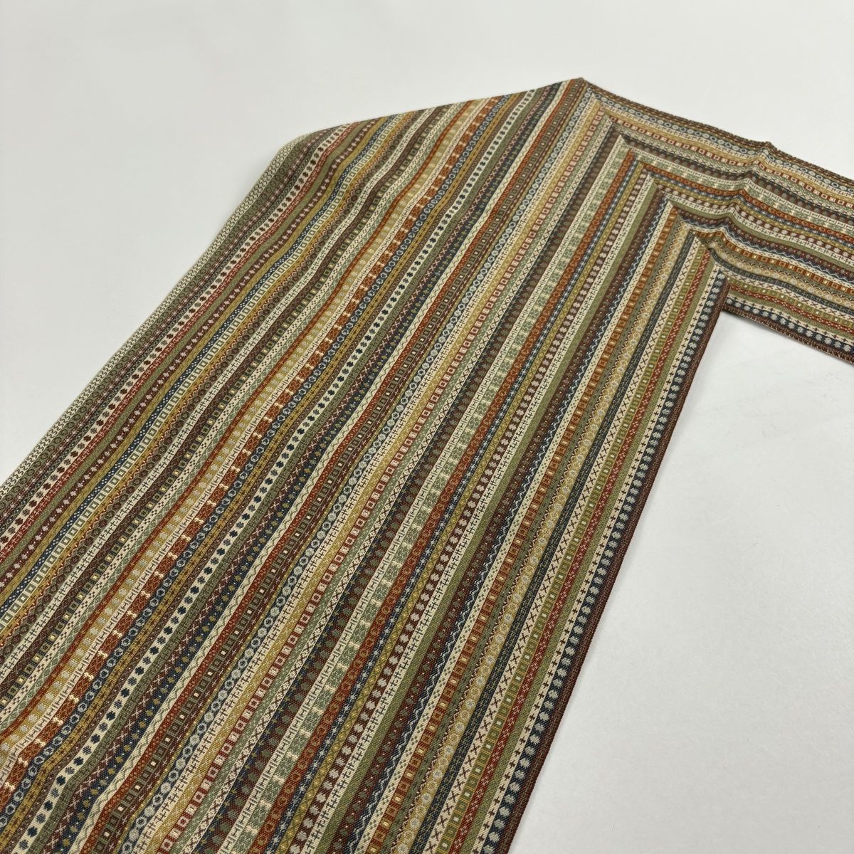  名古屋帯 秀品 松葉仕立て 八寸名古屋帯 縞 幾何学 茶色 正絹 名古屋帯 帯