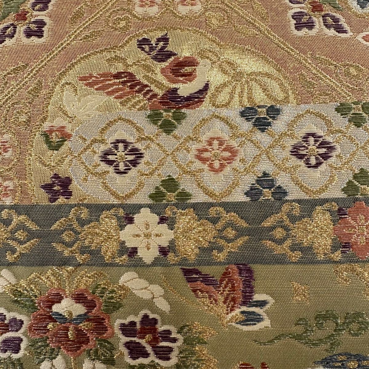 袋帯 秀品 華文 七宝 金糸 箔 金色 六通 正絹